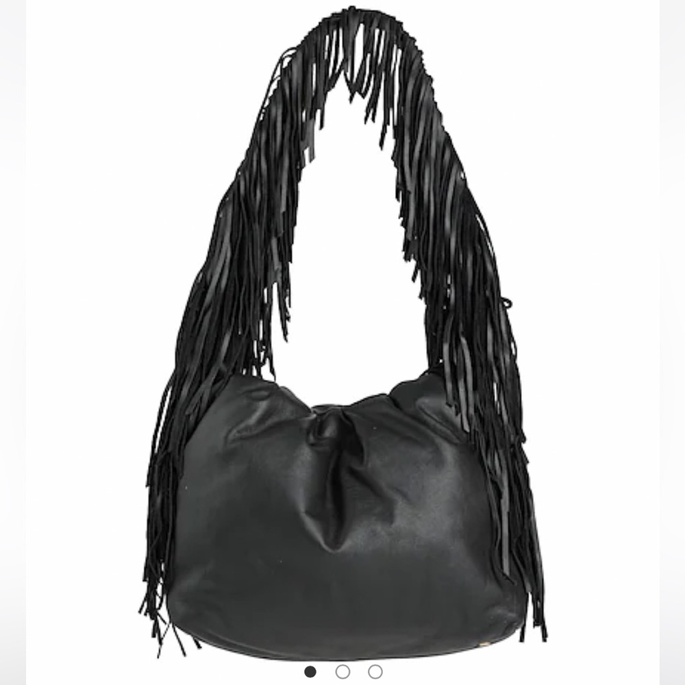 $890 NWT Dorothee Schumacher Fringed Adventure Leather Bag Western Black Chunky